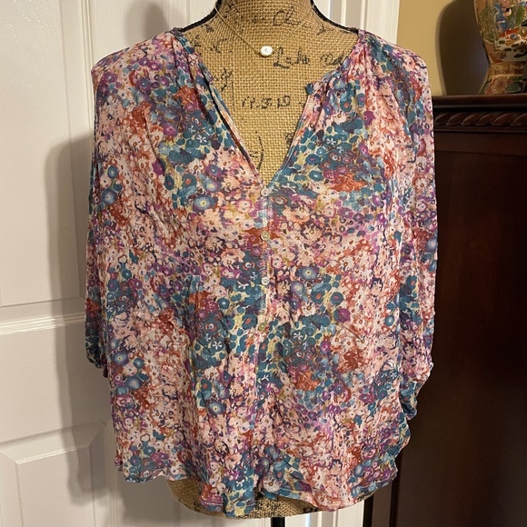 Anthropologie Multicolor Floral Blouse - Picture 3 of 9
